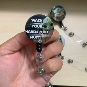 Baby Yoda Reel badge holder